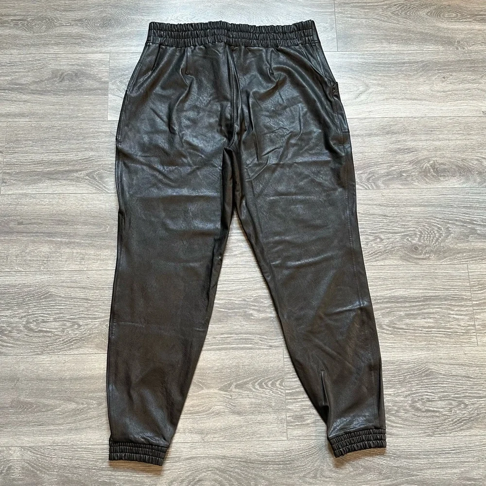 SPANX Leather-Like Joggers in Noir Black